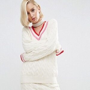 Wah London x ASOS Princess Diana Cable Knit Cricket Sweater Size US 14 Large